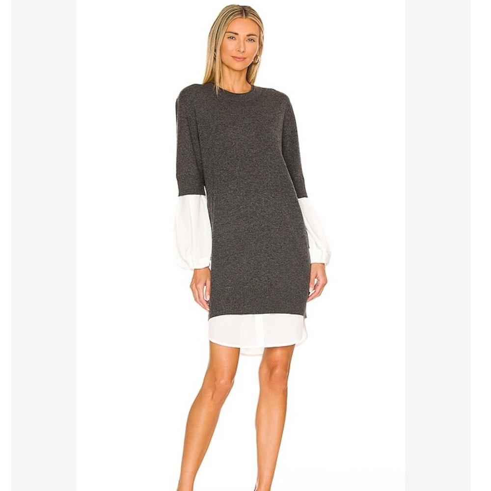 Brochu Walker Ebella Layered Dress In Charcoal Gray Size XS Wool Cashmere